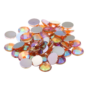 

8mm 500pcs AB Colors Acrylic Flatback Round Earth Facets Acrylic Beads Nail Art Rhinestone Glue On Beads Decorate