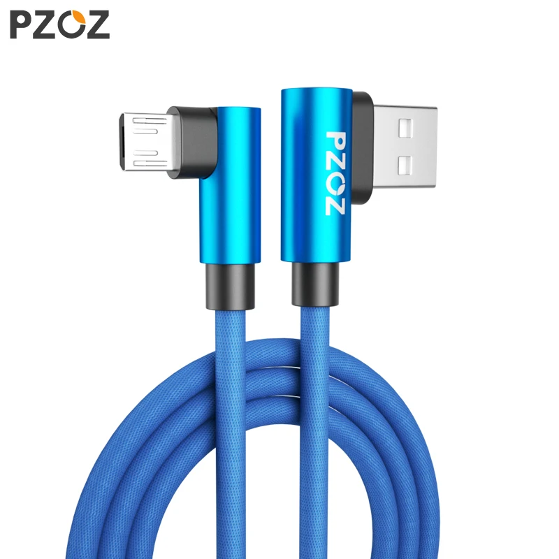 PZOZ 90 Degree USB Micro Cable Fast Charging Adapter Micro USB Mobile Phone Charge Microusb Cable Data For Samsung Huawei Xiaomi