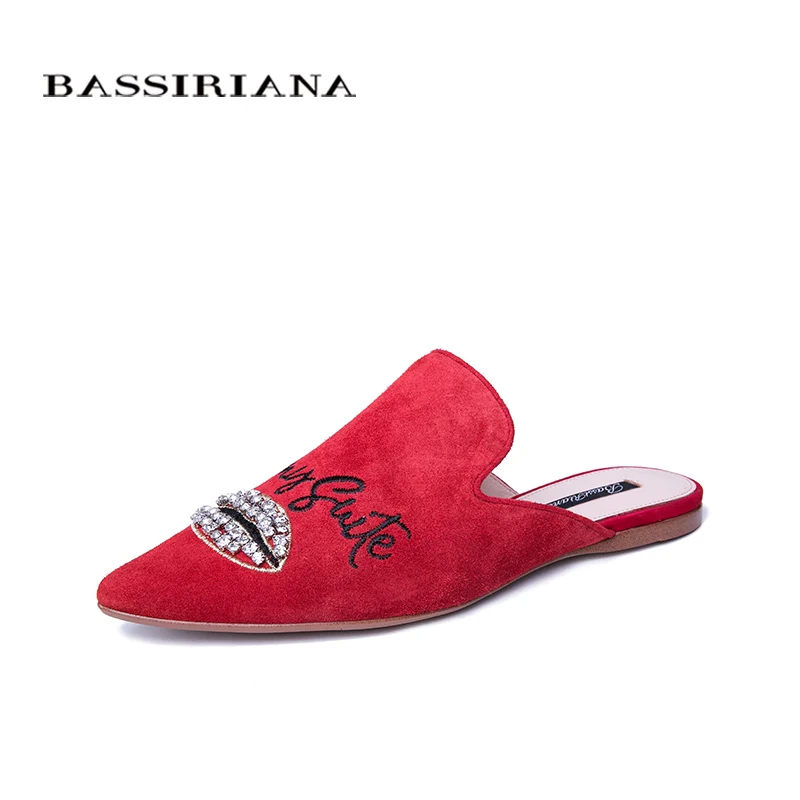 BASSIRIANA Новинка 2019 г. натуральная кожа тапочки из овчины женская обувь летние