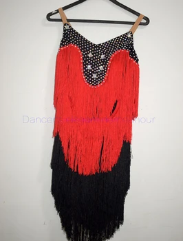 

New style!latin dance costumes senior sexy stones tassel latin dance dress for women latin dance competition dresses XXS-6XL