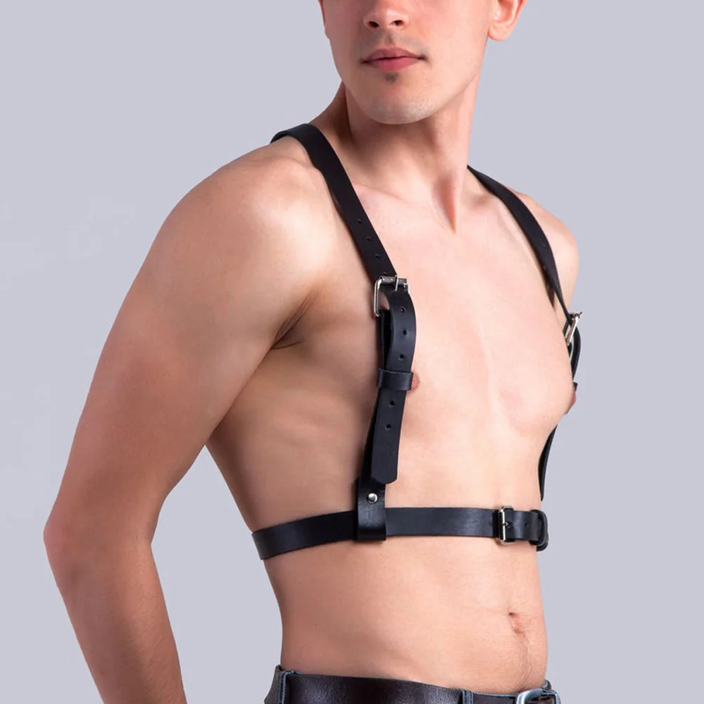 Кожаный ремень безопасности для мужчин фетиш бдсм грудь сексуальный бондаж эротические Gg Наплечные ремни с возможностью регулировки