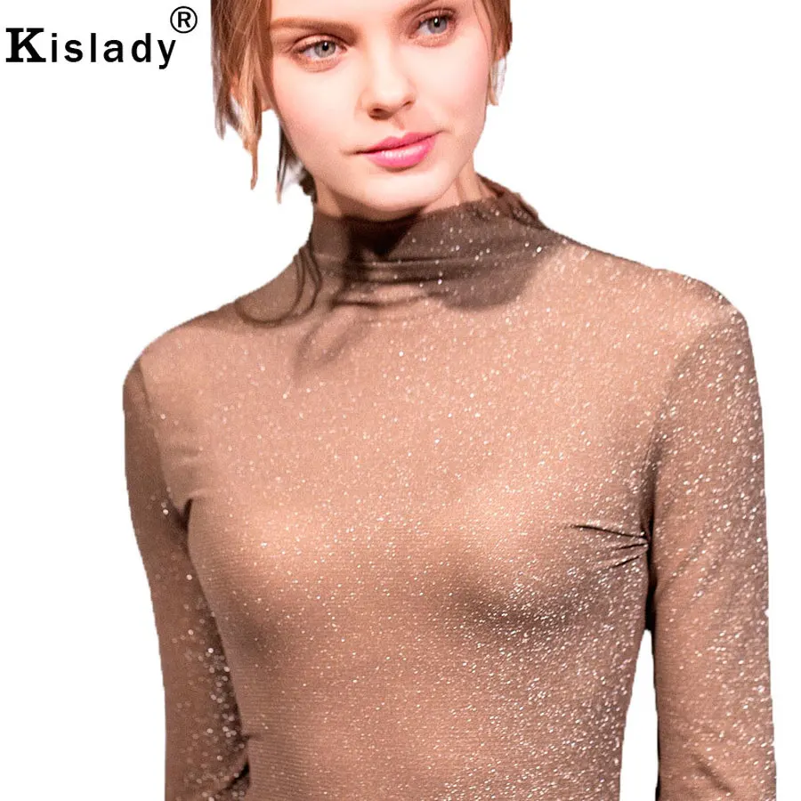 Новинка осенние женские рубашки Kislady 2020 зимняя блестящая шелковая прозрачная