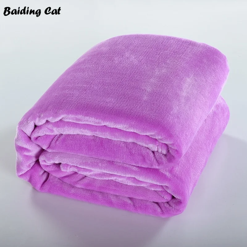 

Home Textile Purple Fleece Blanket Super Warm Soft Blankets Throw on Sofa/Bed/Plane Travel Plaids Patchwork Solid Bedspreads
