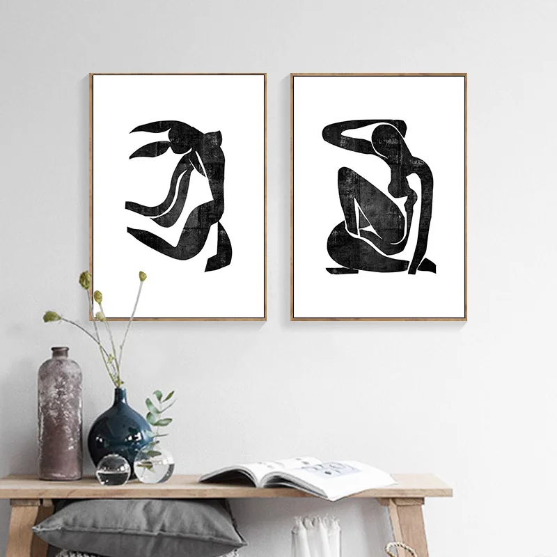 Matisse художественный абстрактный женский холст Постер Черный Белый Современный
