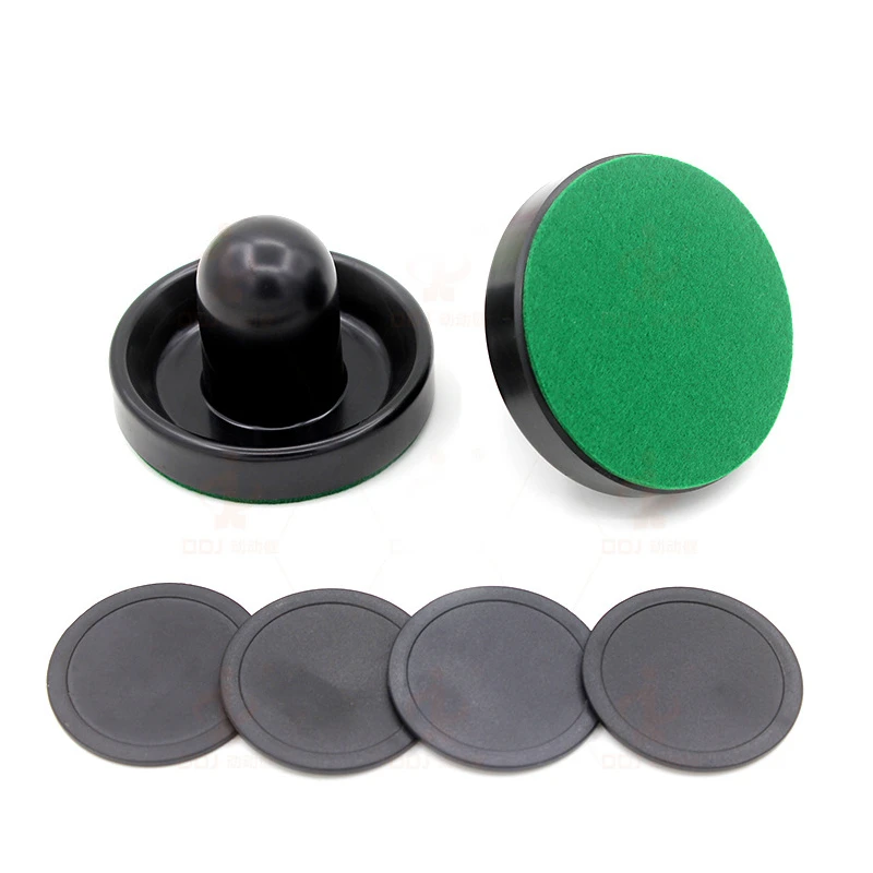 2pcs Balck 96mm Paddles & 4pcs 64mm Pucks Plastic Air Hockey Puck Table