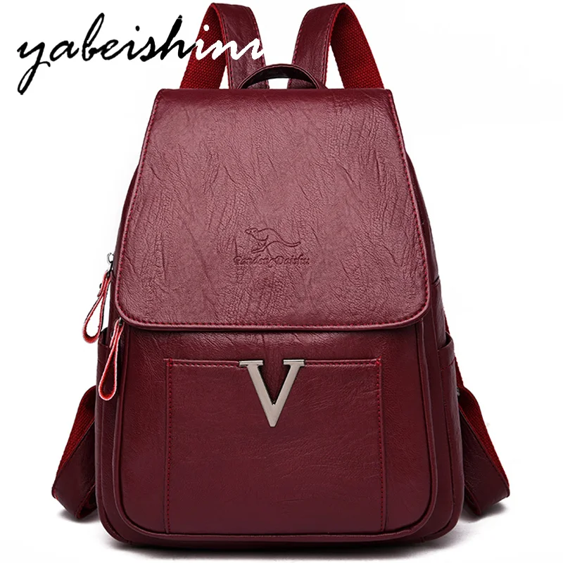 

New Women's vintage leather backpack 3-in-1Multifunctional Sac a Dos large capacity women's travel backpack Female shoulder bag