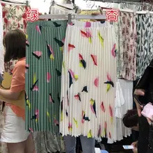 ZuoLunOuBa миди длинная цветная шифоновая летняя юбка с принтом, Женская мода, женская элегантная плиссированная юбка с высокой талией, Женская юбка от солнца