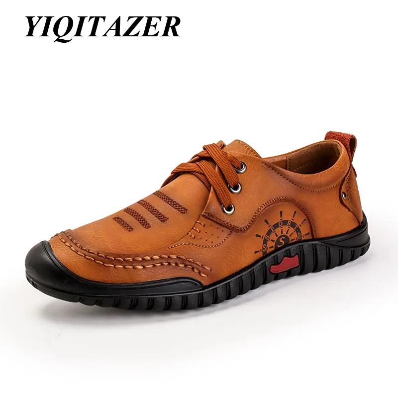 Cuir D'affaires Chaussures Lacets Hommes De forme Printemps Pu Yiqitazer Mariage Homme Yellow Nouveau Design 2018 Plate brown En Casual Cuir 6ZPPXqvpn