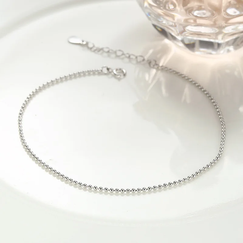 Fashion 100% genuine S925 sterling silver ball bead chain anklet foot chain silver 925 Anklets for women beach foot jewelry - Image 2