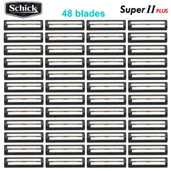 48 blades Original Genuine Schick Super II PLUS face razor blades Double lubrication Vitamin B5 Lubricating shaver replacement