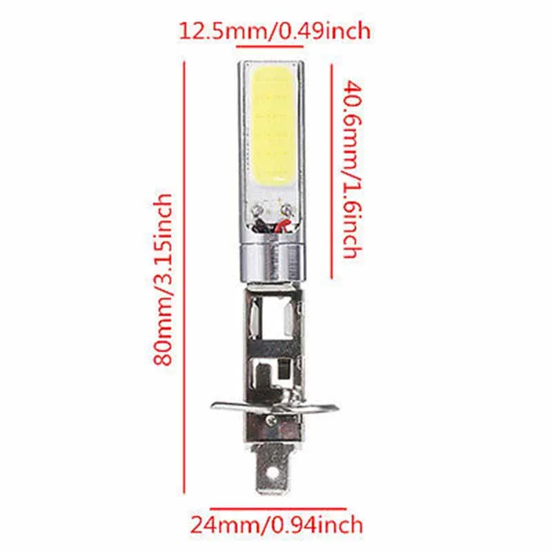 2 шт./лот DC 12 В H1 COB светодиодный автомобильный противотуманный светильник, головной светильник DRL, дневной ходовой светильник, сменная лампочка, супер яркий белый светильник, лампа