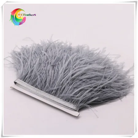 17 silver gray ostrich feather fringe 2