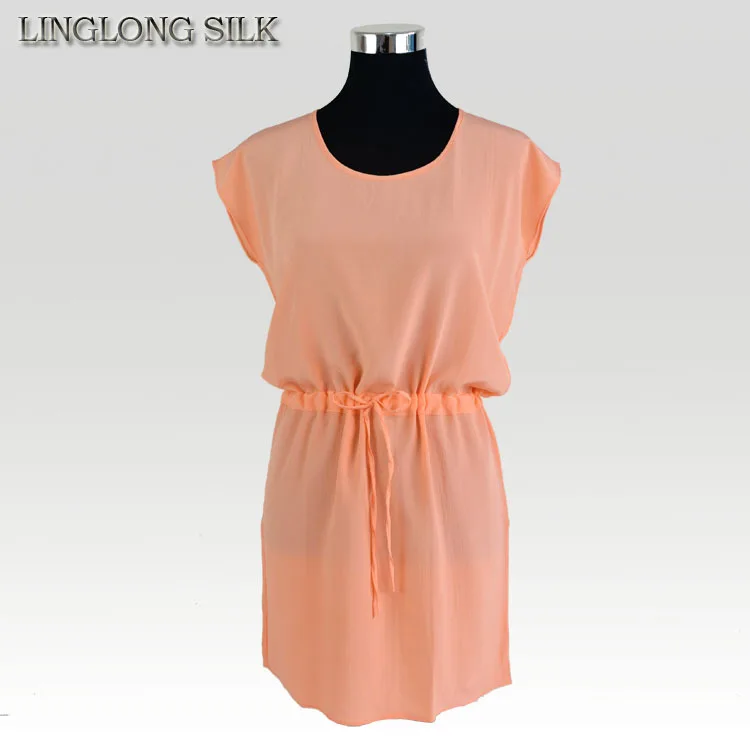 

Solid Silk Bat Dress/100% Natural Mulberry Silk Fabric/Exclusive Desigual Women Summer Dress/2014 Spring & Summer/Party Dresses