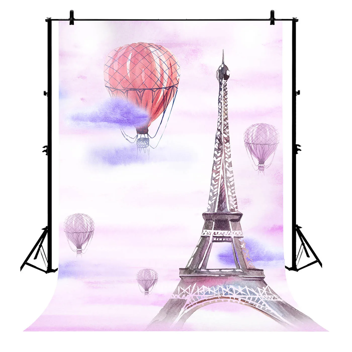 

5x7ft Paris Eiffel Tower Balloon Polyester Photo Background Portrait Backdrop