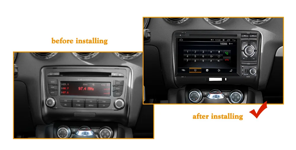 Clearance Wholesale!Android 8.1 quad core Car DVD player for Audi TT 2006-2012 with 4G wifi bluetooth free shipping gps navigation 9