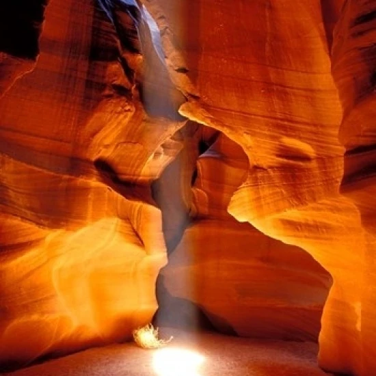 Sun Shining Beam of Light onto Canyon Floor  Upper Antelope Canyon Print by Jaynes Gallery (12 x 17)