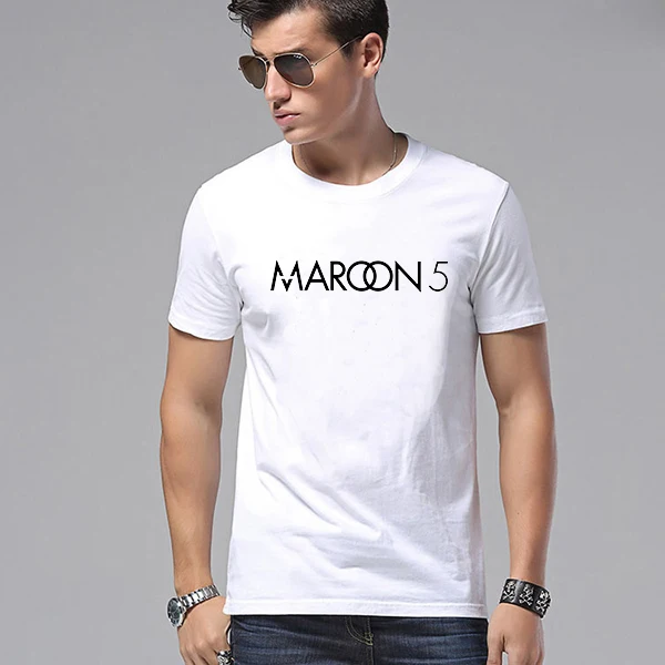 Pop Music Maroon 5 Letter Transfer Print Men T Shirts Summer Style Male 