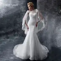 Lemon joyce Mermaid Wedding Dresses with Jacket Appliques Embroidery Fashion New Bridal Dress Court Train Wedding Gown