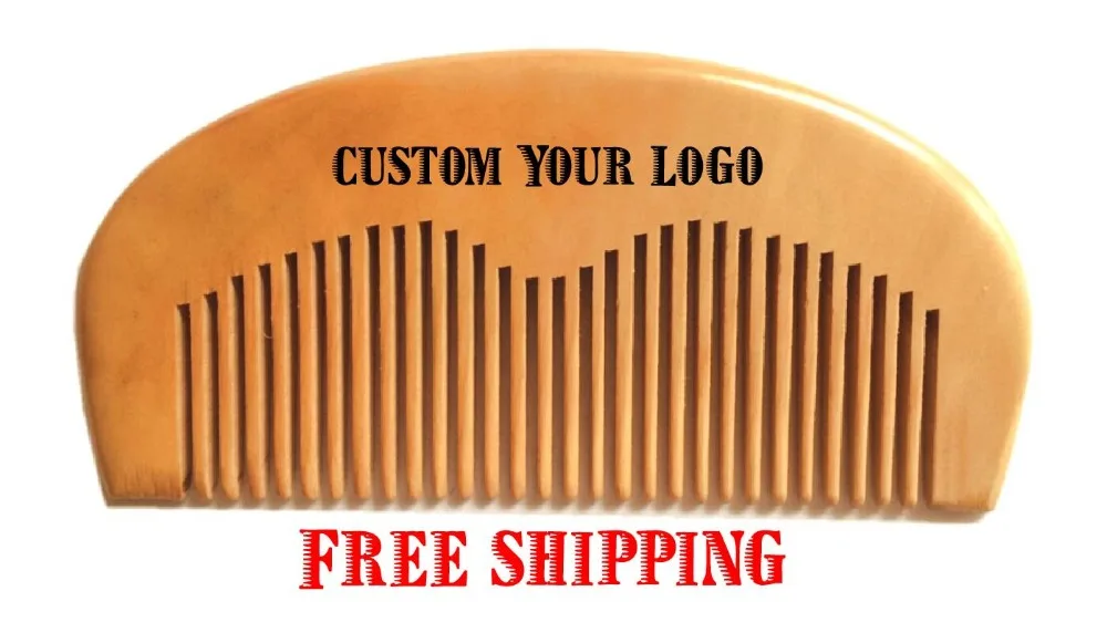 

Customized Engraved Your Logo Natural Peach Wooden Comb Beard Comb Pocket Comb 11.5*5.5*1cm FH-02