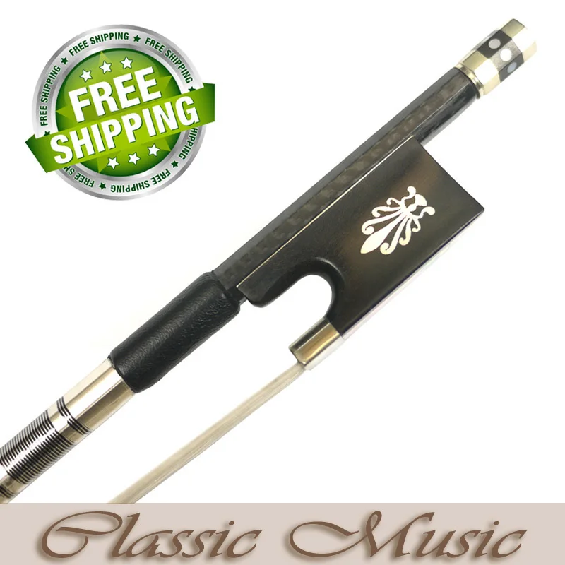 

Silver Braided Carbon Fiber Violin Bow with Phoenix Inlaid Ebony Frog(4/4), Super light,Hot Sell!