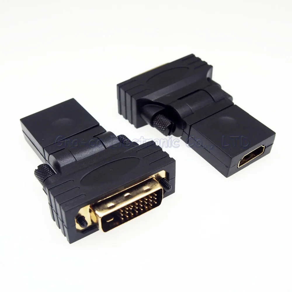 Адаптер DVI24 2 шт./лот DVI-HDMI + 1 штекер-HDMI гнездо с углом поворота 360 градусов