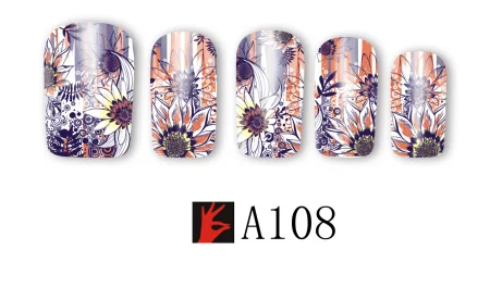 Смешанные 48 дизайнов, наклейки для ногтей, сексуальные, милые, красочные, полные наклейки, сделай сам, переводная вода, полировка фольгой, маникюр, A097-144