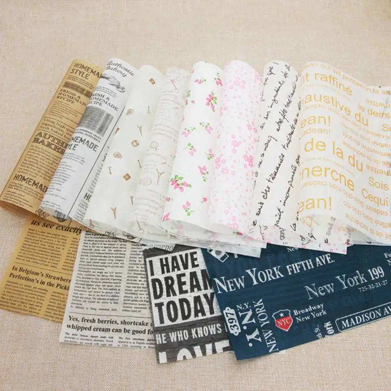 

50pcs Wax Paper Food Grade Grease Paper Food Wrappers Wrapping Paper For Bread Sandwich Burger Fries Oil Paper Baking Tools