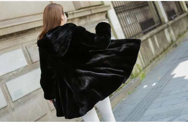 Новинка, зимнее женское пальто из искусственного меха, M-XXL, большой размер, Женское пальто из искусственного меха норки бежевого и черного цвета, DC828