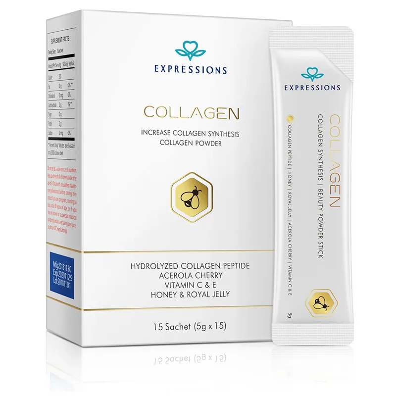 

Collagen Powder Provide Double Anti-aging Effect Increase Synthesis of Hydrolyzed Collagen Peptide Vitamin C & E Acerola Cherry
