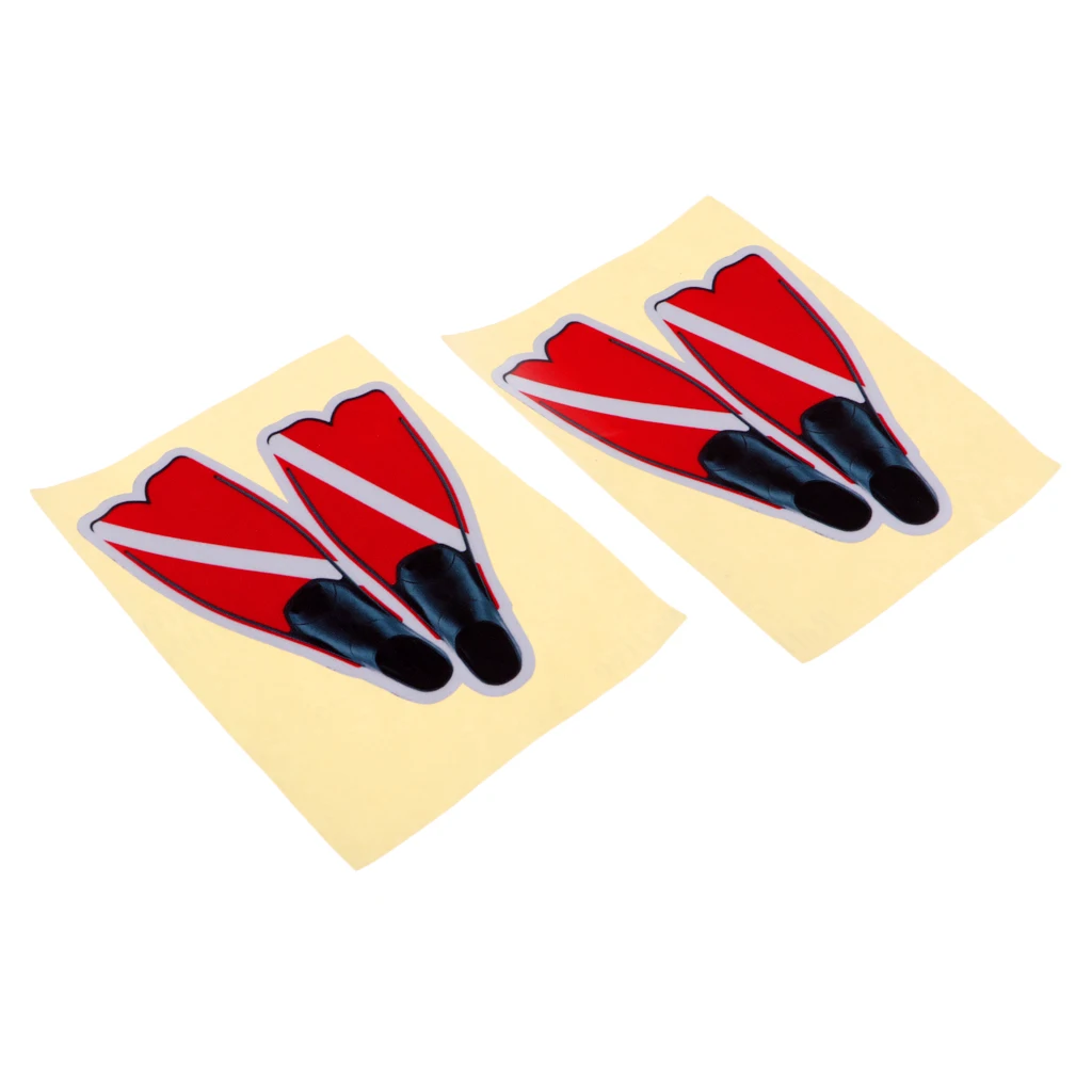 

2 Pieces Scuba Diving Dive Flag Fins Sticker Decal for Water Sports Swim Boat Car Truck Window
