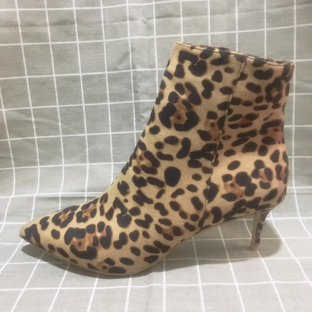 leopard kitten heel ankle boots