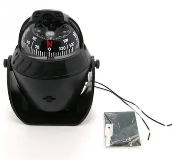 

14X11cm Black ABS Macromolecule Plastic LED Light Digital Compass Magnetic Sphere Marine Military Electronic Boat Car Compass