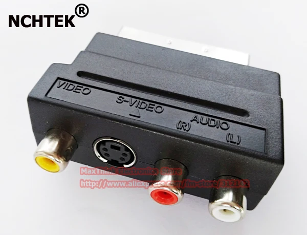 NCHTEK компонент RGB SCART Male to 3 RCA Female & an S Video socket A/V Adapter/Бесплатная доставка/10 шт|socket 754