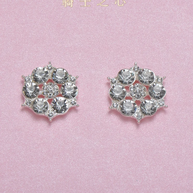 

(J0101 )100pcs/ lot 23mm diameter rhinestone metal button ,with loop at back,silver plating,all clear crystals
