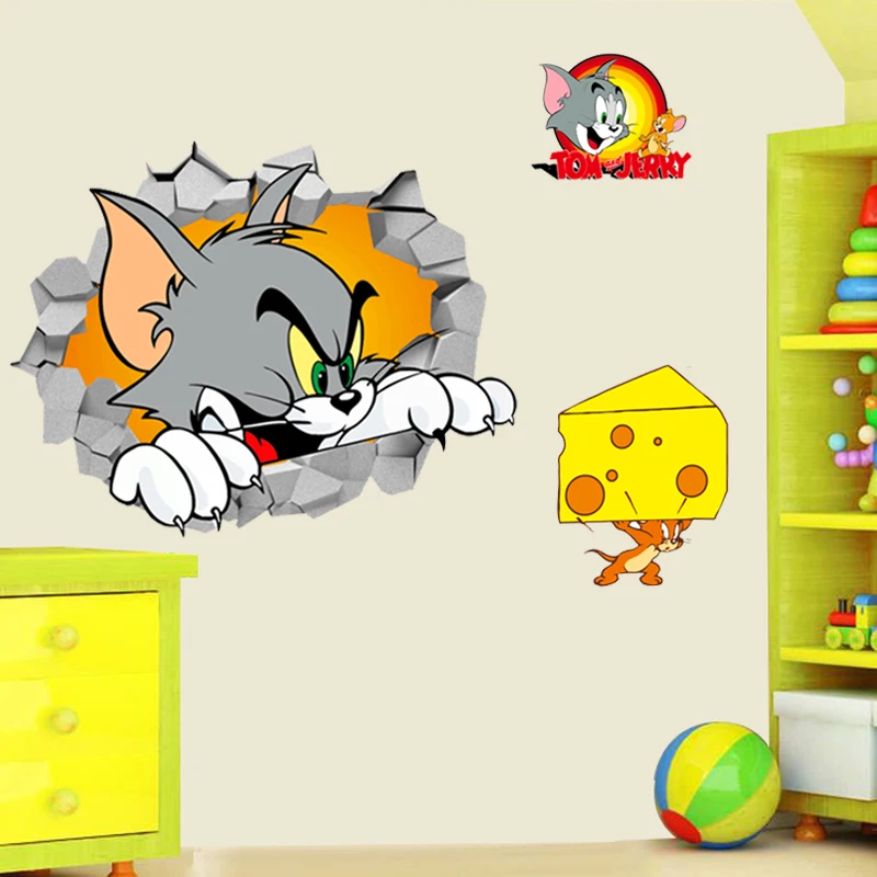 Объемные настенные наклейки Tom Jerry для детской комнаты спальни настенное