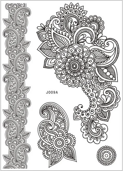 1 шт., рисунок на тело, белая черная хна, татуировка, поддельные, новые, кружевные, блестящие, арабские индийские, роза, Бабочка, свадебная художественная краска на руку - Цвет: J009AB