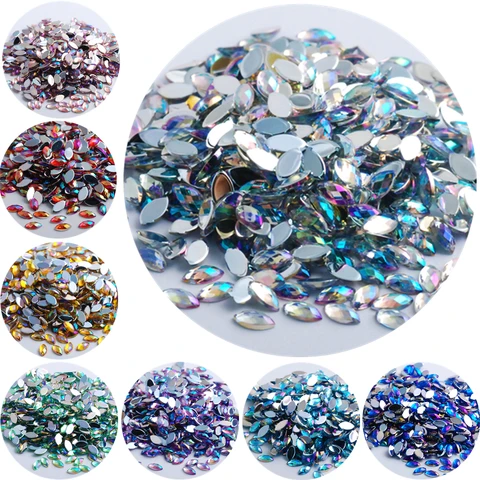 Apartamento de Volta Gemas sem Costura para Roupas Cor do Olho do Cavalo Atacado Bolsa Mix ab Strass Pedras Acrílicas Diy 3x6mm 10000 Pçs –