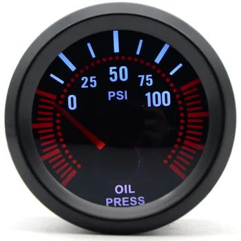 

2'' 52mm Universal Smoke Lens Oil Pressure Gauge 0-100 PSI LED With Oil Press Sensor Car Gauge