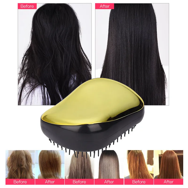 Portable Plastic Quick Detangling Comb Scalp Massage Comb Shampoo Shower Brush Electroplate Massage Comb Salon Hair Styling Tool