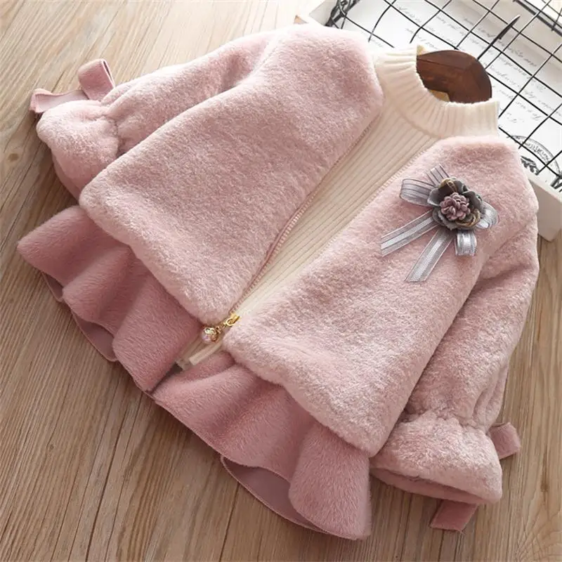2019 New baby girl faux fur coat Winter Baby Girls Clothes Thick Warm Kids Outerwear Clothes Girls Coat Fur coats for babies