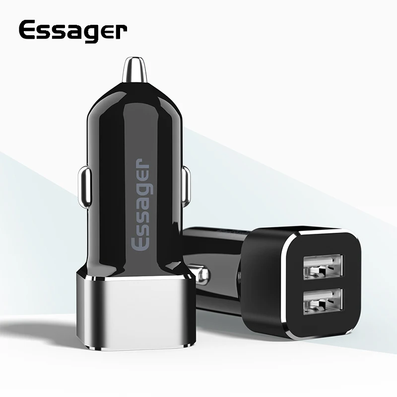Essager Dual USB Автомобильное зарядное устройство адаптер Led 2.4A Быстрая зарядка