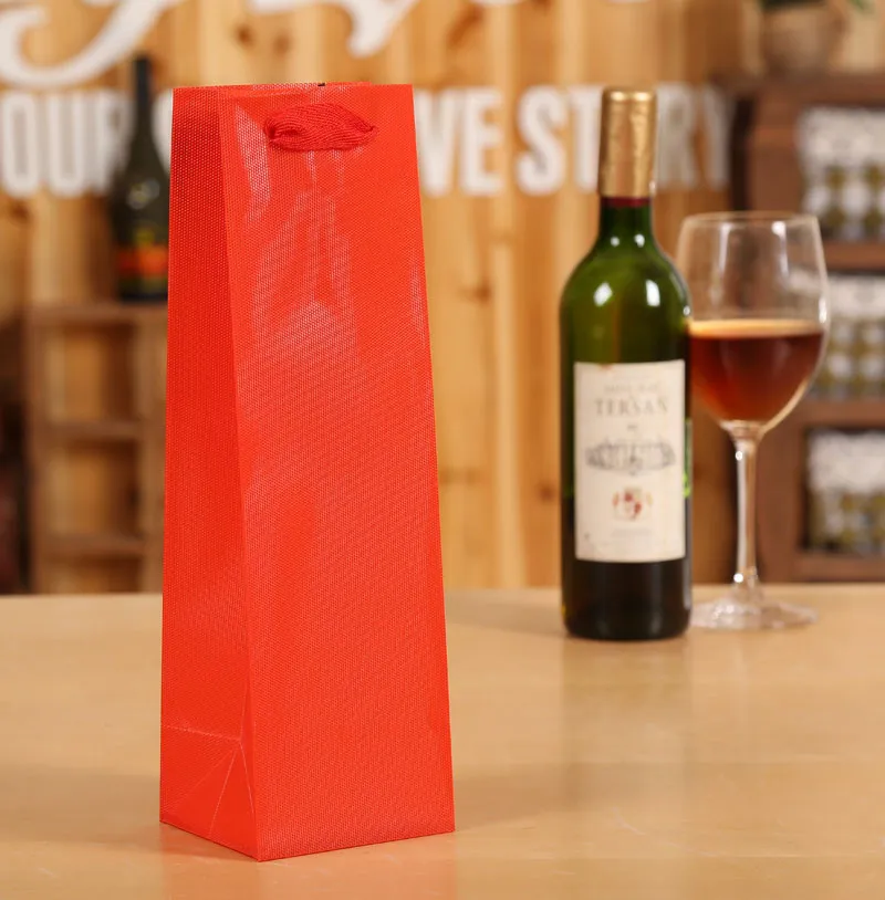 Твердые красные PP сплетенные вино упаковочные мешки 12 шт. 33x10x9 см вечерние бутылки для сока подарок на Рождество Перевозчик Черный Bungundy настроить принимаем