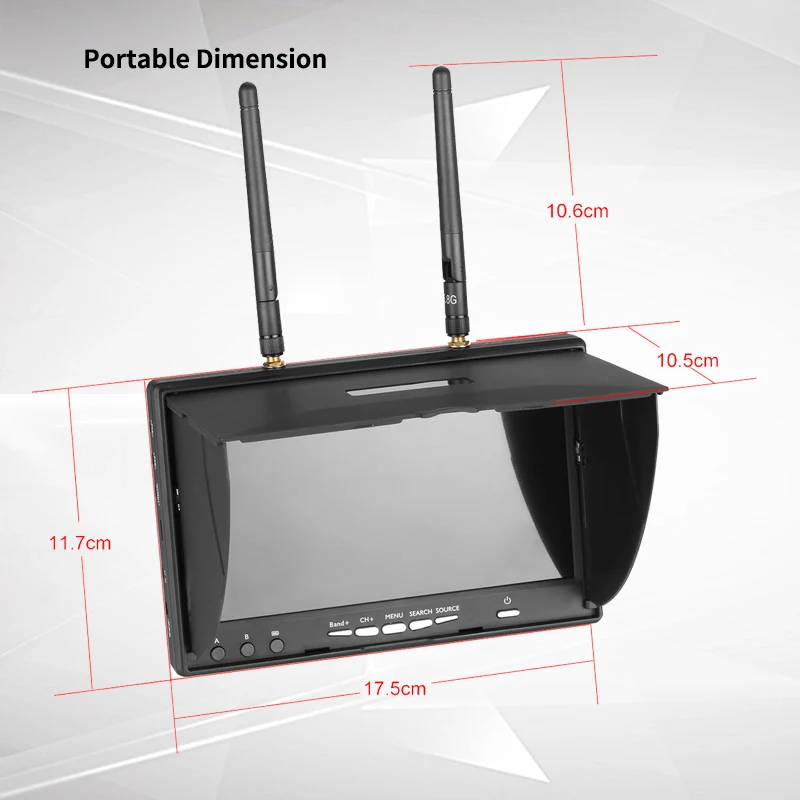 Lcd 5802S VS lcd 5802D 5802 FPV монитор " 7 дюймов ЖК-экран 800*480 5,8G 40CH со встроенным аккумулятором для FPV мультикоптера