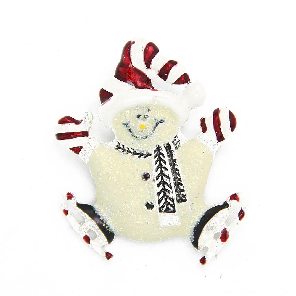 Fashion Christmas Gift Enamel font b Hat b font Cute Silver Plated Snowman Brooch Brooches Pin
