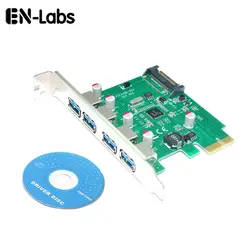 En-labs 4 Порты и разъёмы PCIe pci-e USB 3.0 карты расширения-концентратор USB 3.0 контроллер PCI Express Card адаптер W/Extra sata 15 pin Мощность