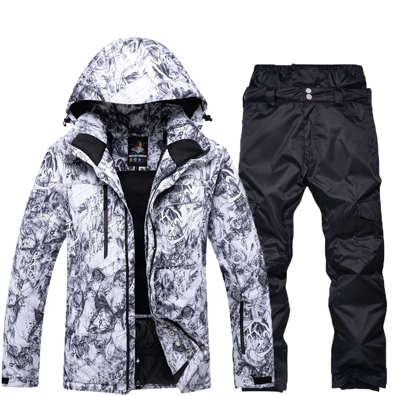 Новые лыжные костюмы мужские зимний ветрозащитный Теплый-30 градусов спортивные лыжные штаны для открытого воздуха сноуборд куртка Мужские+ сноуборд брюки мужские