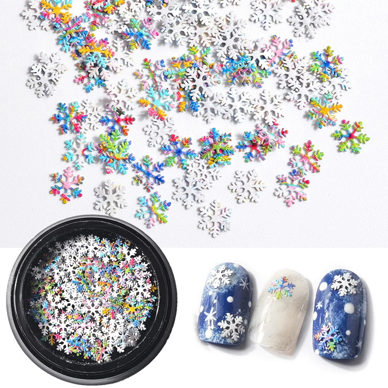 

1Box Christmas Colorful Nail Studs Snowflakes Ultra-thin Glitter Sequins Nail Rivets Manicure Charms 3D Nail Art Decorations