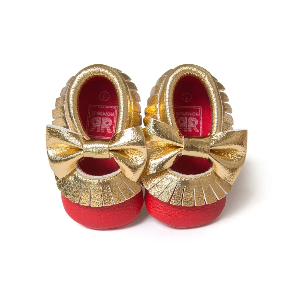 ROMIRUS/последние 12 Цвет ручной работы детские Мокасины Мягкие низ с украшением в виде банта детская обувь Ленточки детские пинетки обувь