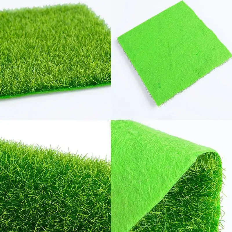 DIY искусственный зеленая трава мха для миниатюрный садовое украшение ремесло 15x15 см