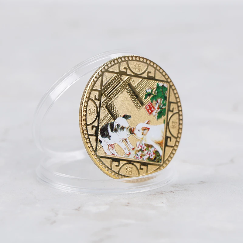 2019 Pig Souvenir Coin Gold plated Chinese Zodiac Commemorative Coin Lucky s!